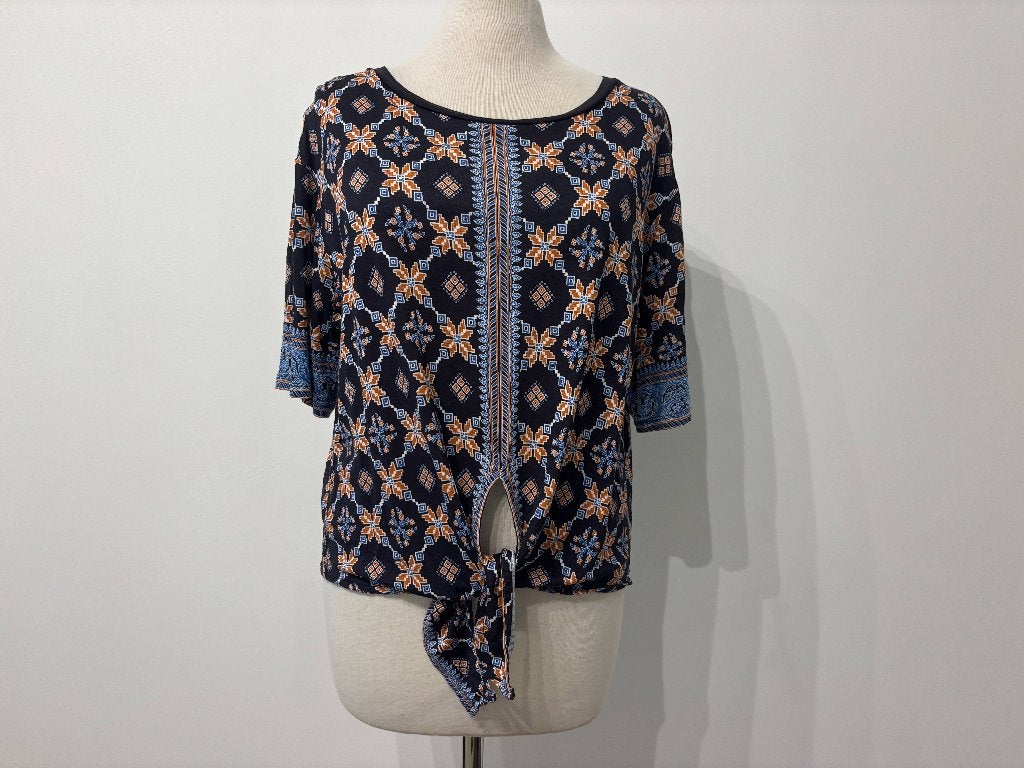 Sandro Top/Shirt met Knoop – Geometrisch Patroon – Maat 38, Kleding | Dames, Maat 38/40 (M), Overige kleuren, Verzenden, Sandro
