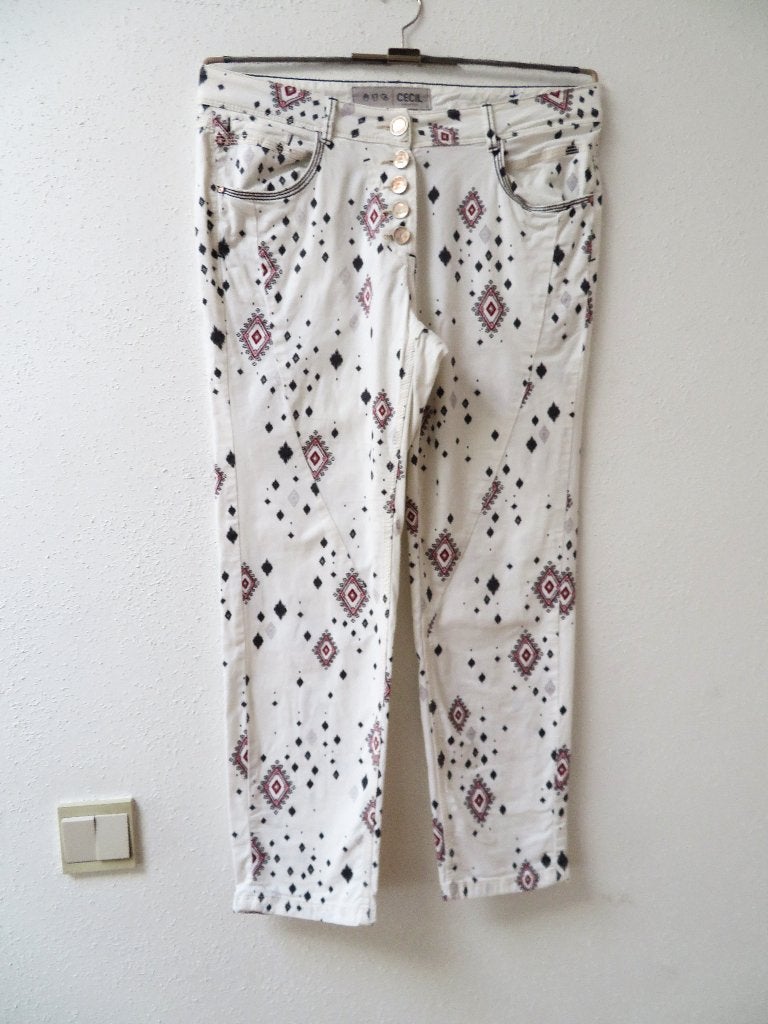 A60 CECIL kuit broek wit beige rood maat 40, Maat 38/40 (M), Cecil     ., Wit, Ophalen of Verzenden