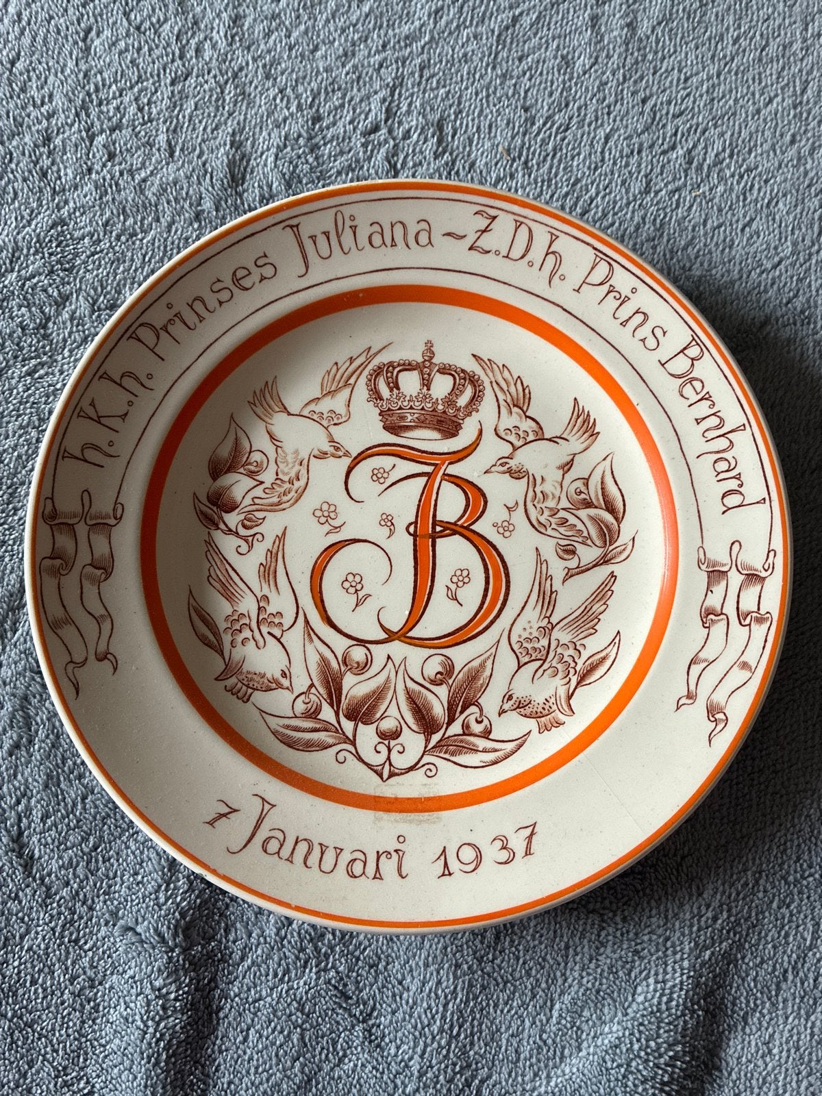 Gedenkbord Prinses Juliana & Prins Bernhard 1937, Antiek en Kunst, Ophalen of Verzenden