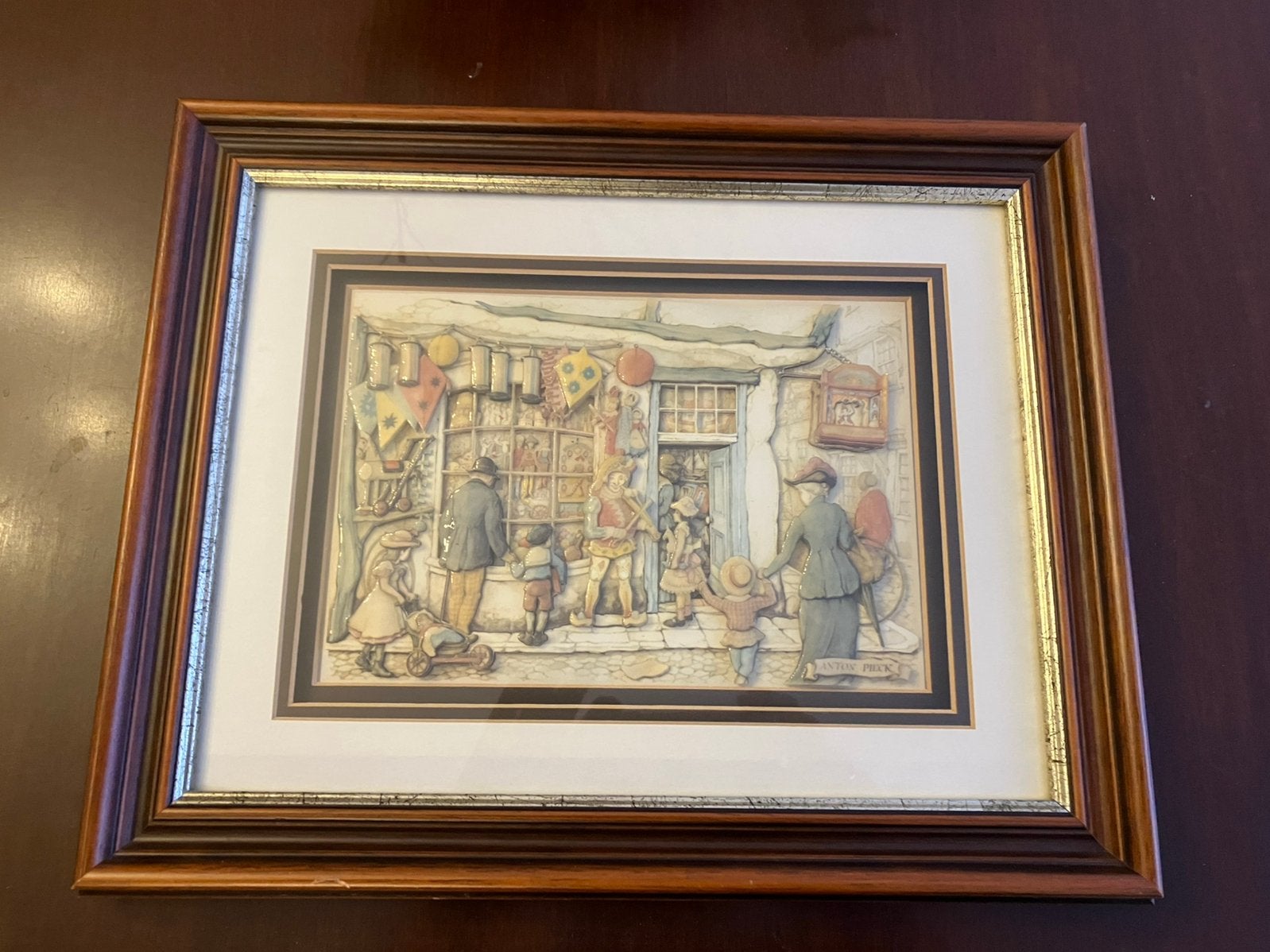 Ingelijste Anton Pieck met gedetailleerde kinderscène, 50 – 75, Ophalen of Verzenden, 50 tot 75 cm, Print