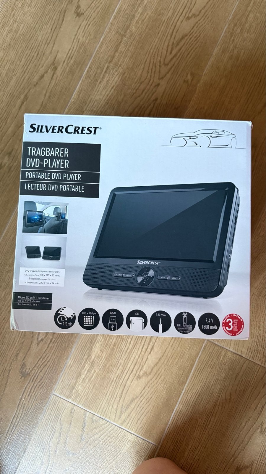 SilverCrest Draagbare DVD Speler 2x 9” Schermen, Ophalen, Gebruikt