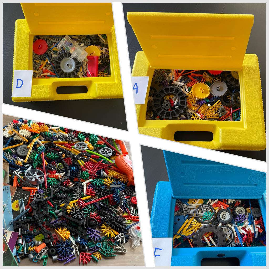 Grote K'nex collectie: 3 koffers + zak met motor, Ophalen, Gebruikt, Bouwen