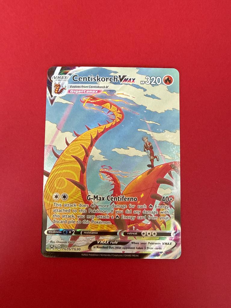 Centiskorch VMAX #TG15 (Pokemon Lost Origin) zeer goede staa, Ophalen of Verzenden, Zo goed als nieuw, Losse kaart