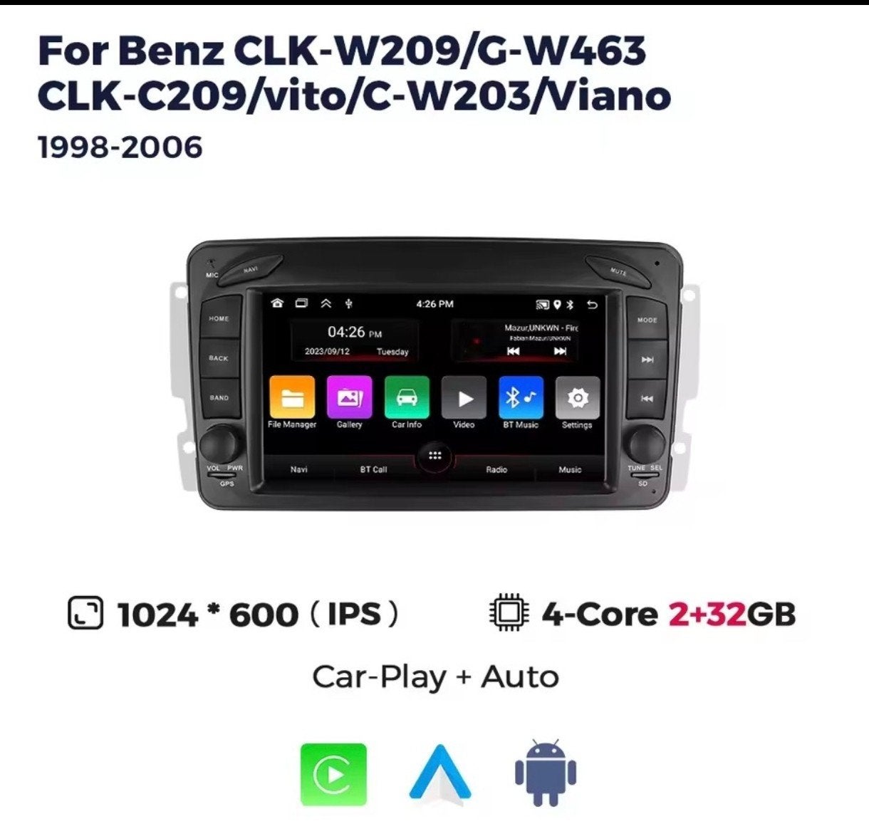 Android Autoradio voor Mercedes Benz CLK W209/G W463, Auto diversen, Ophalen of Verzenden, Nieuw