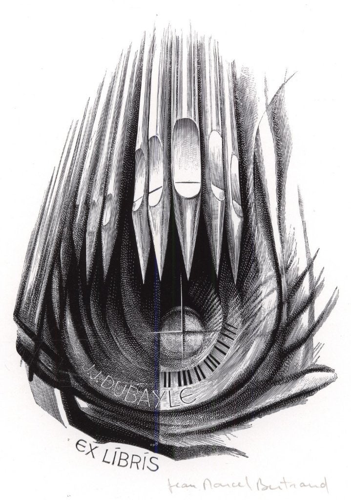 0082 Ex Libris Frankrijk : Jean Marcel Bertrand, 1988, Antiek en Kunst, Kunst | Etsen en Gravures, Verzenden, Ex libris