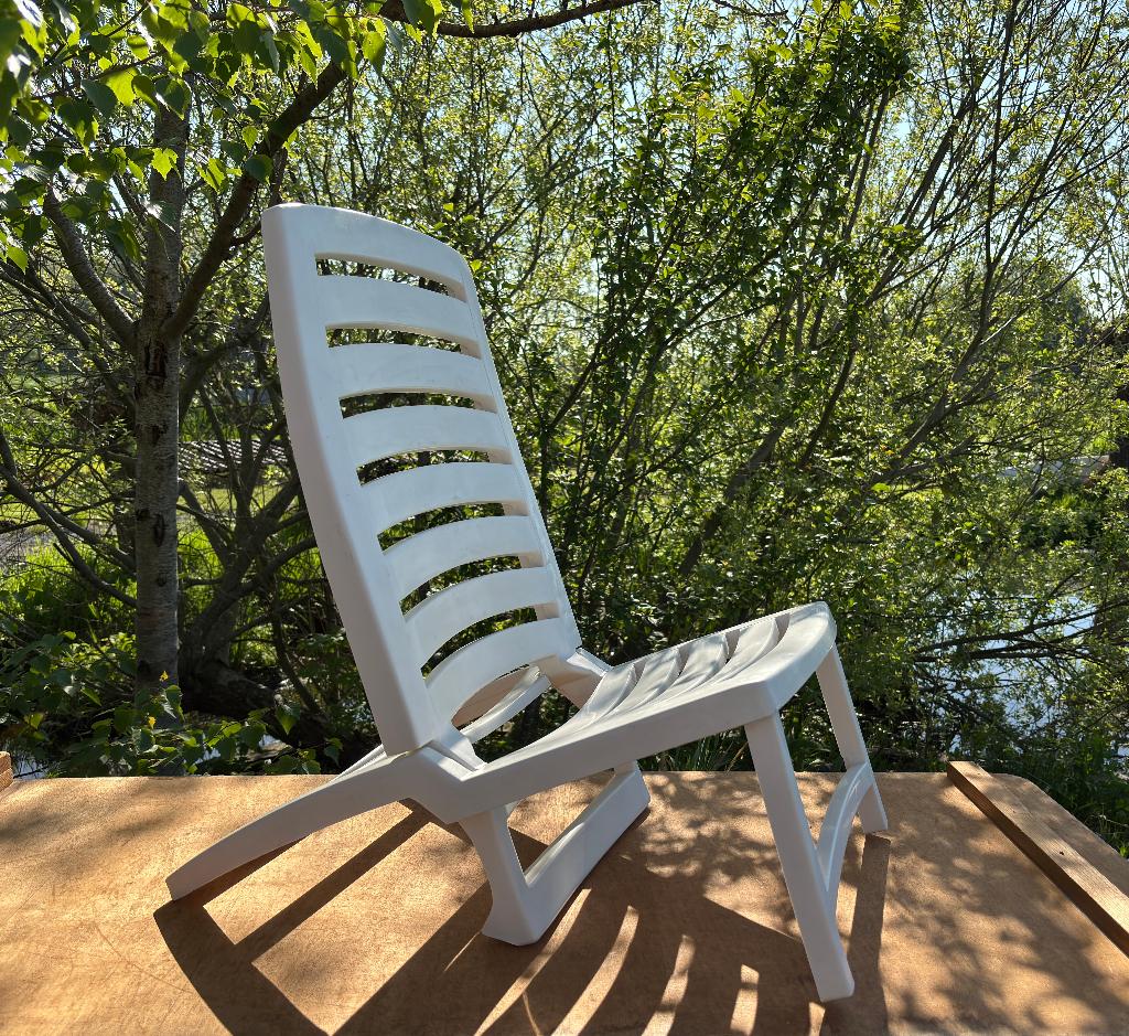 Strandstoel Progarden - wit kunststof - Campingstoel, Ophalen, Zo goed als nieuw, Campingstoel