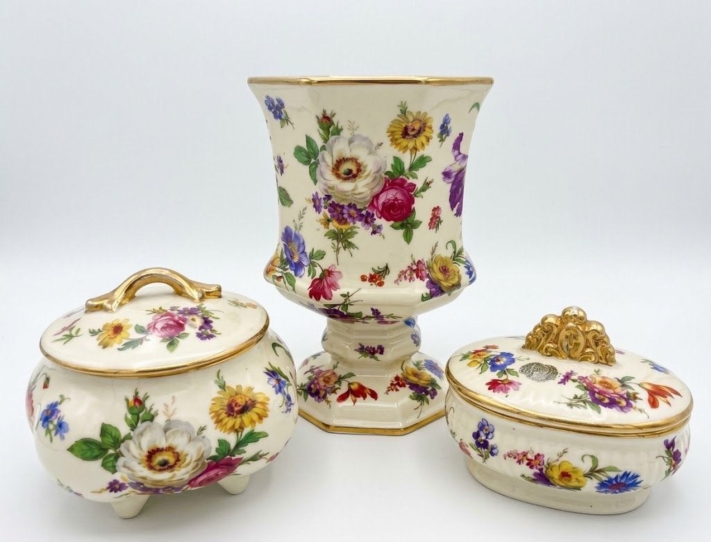 3-delige Keralux Boch Belgium Set – Bloemendecor & Goud., Verzenden
