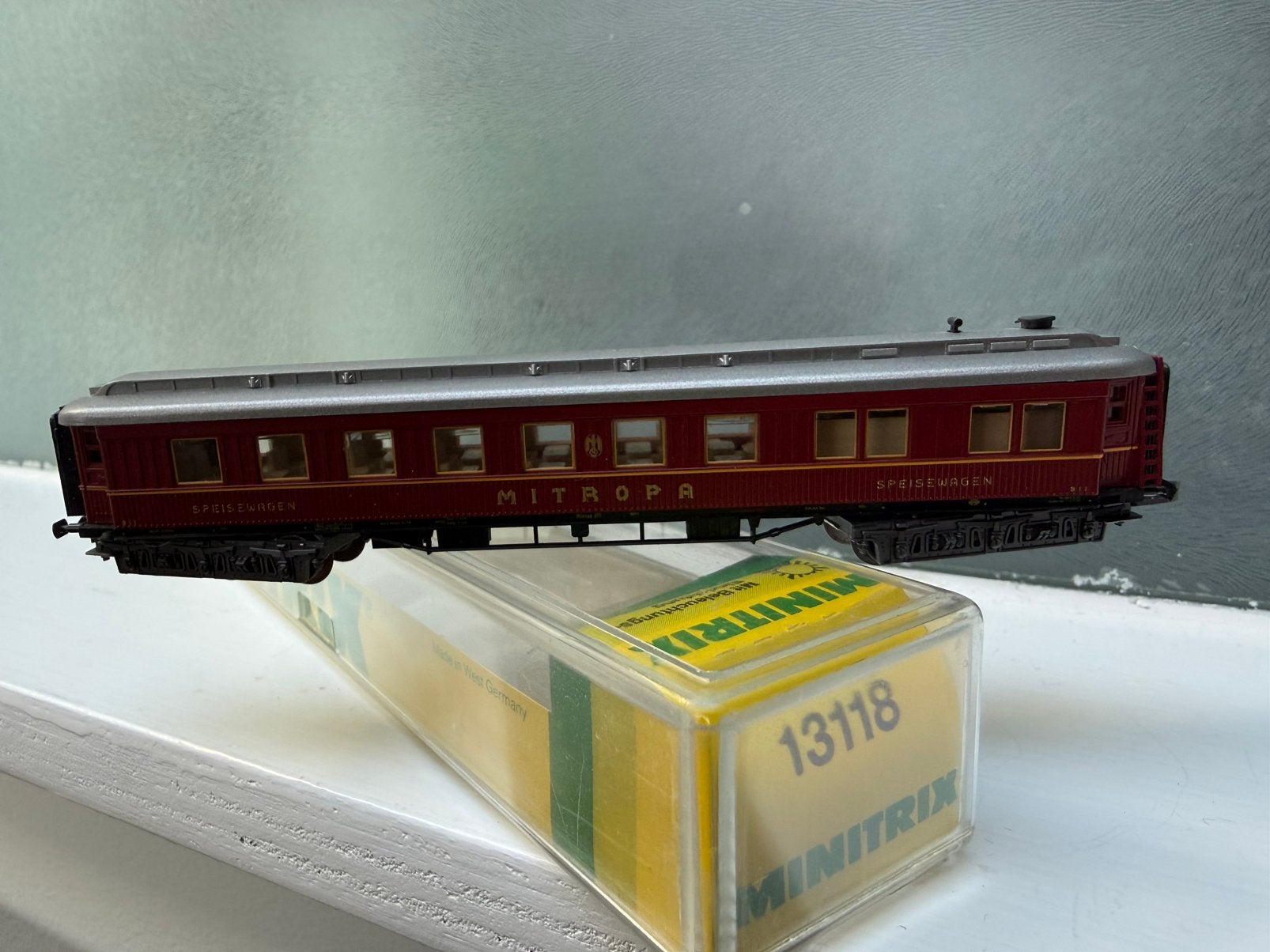Minitrix 13118 N Speisewagen Mitropa met verlichting, Gelijkstroom, Trix, Wagon, Ophalen of Verzenden