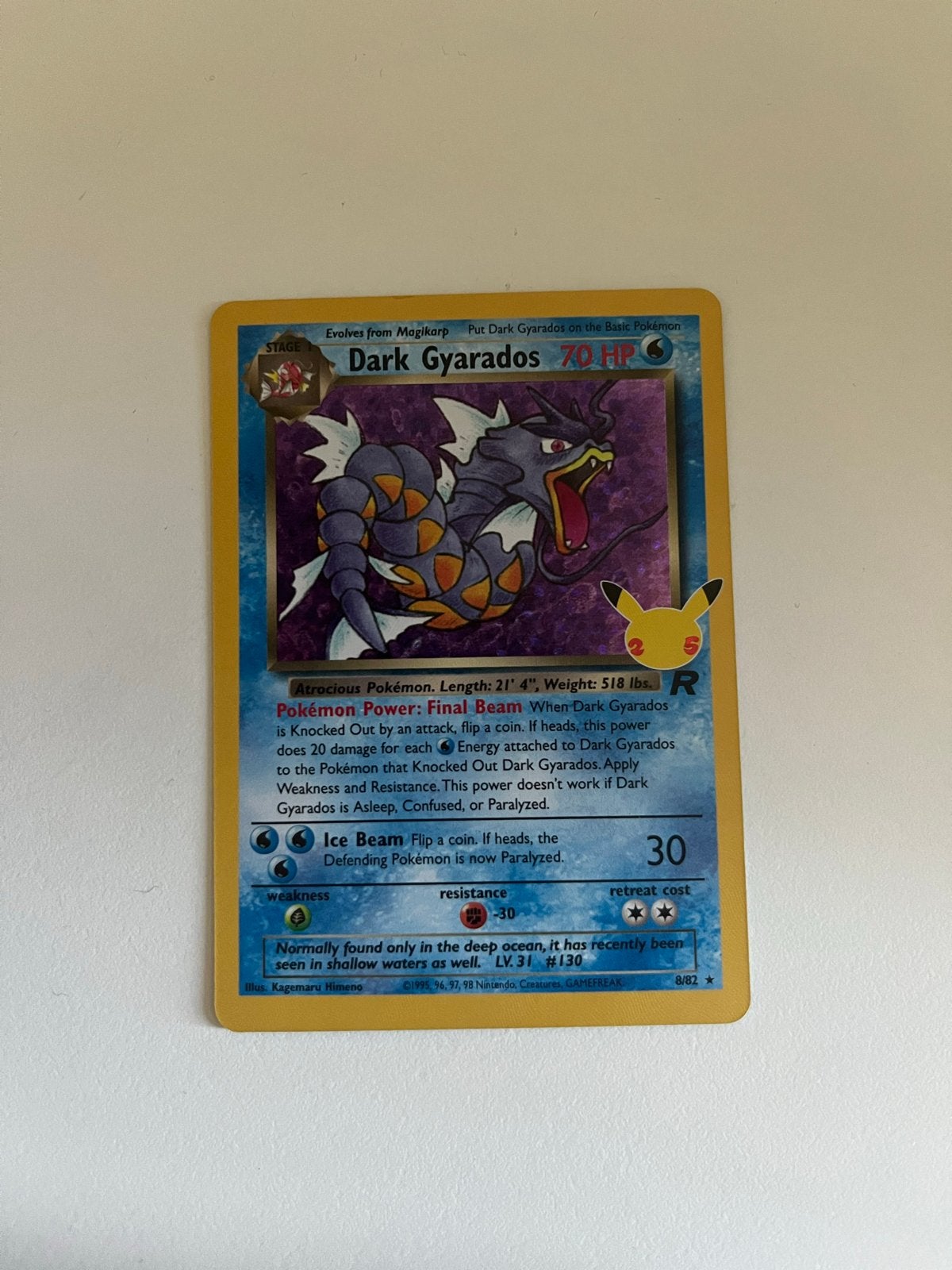Dark Gyarados 8/82 - Celebrations 25th, Ophalen of Verzenden, Zo goed als nieuw, Losse kaart