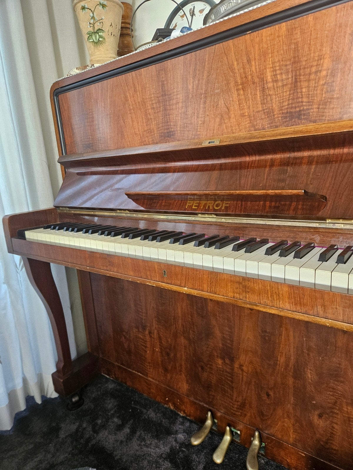 Oude piano, Muziek en Instrumenten, Piano's, Ophalen, Gebruikt, Bruin