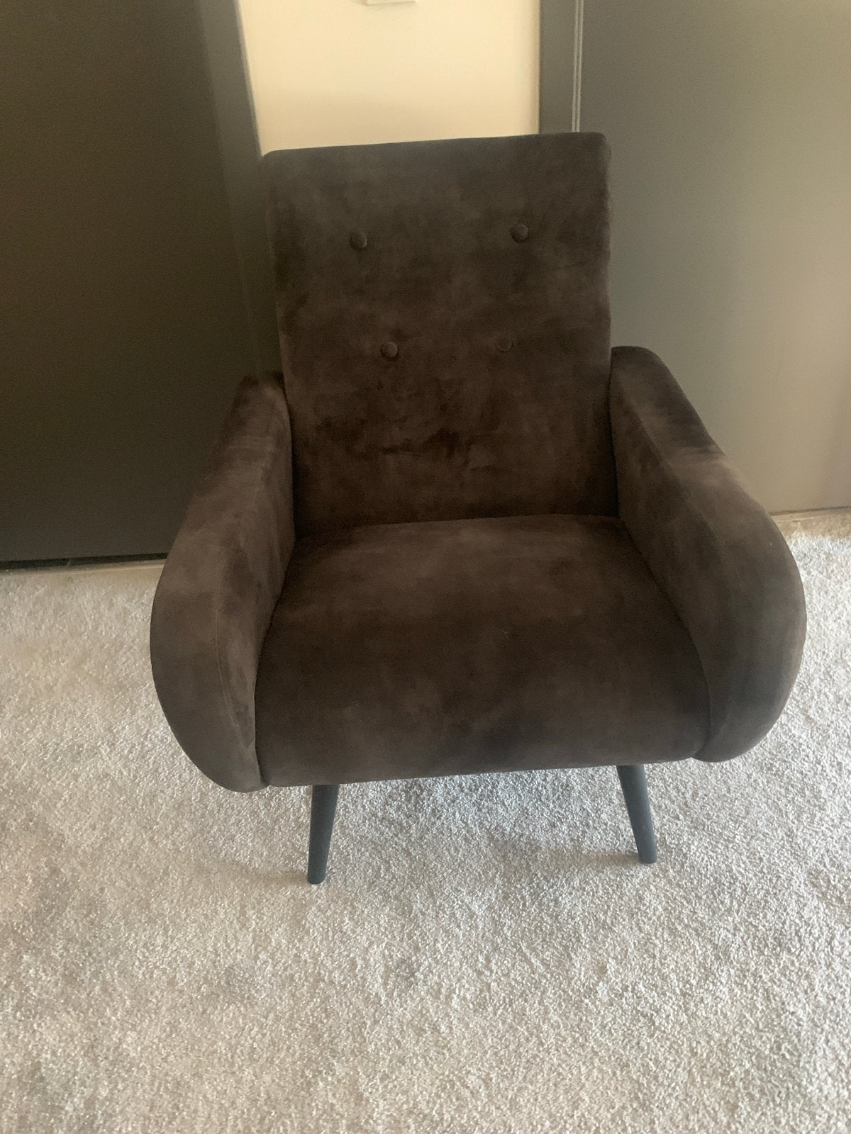 Comfortabele donker grijs  fauteuil, Ophalen, Gebruikt, Minder dan 75 cm, Stof