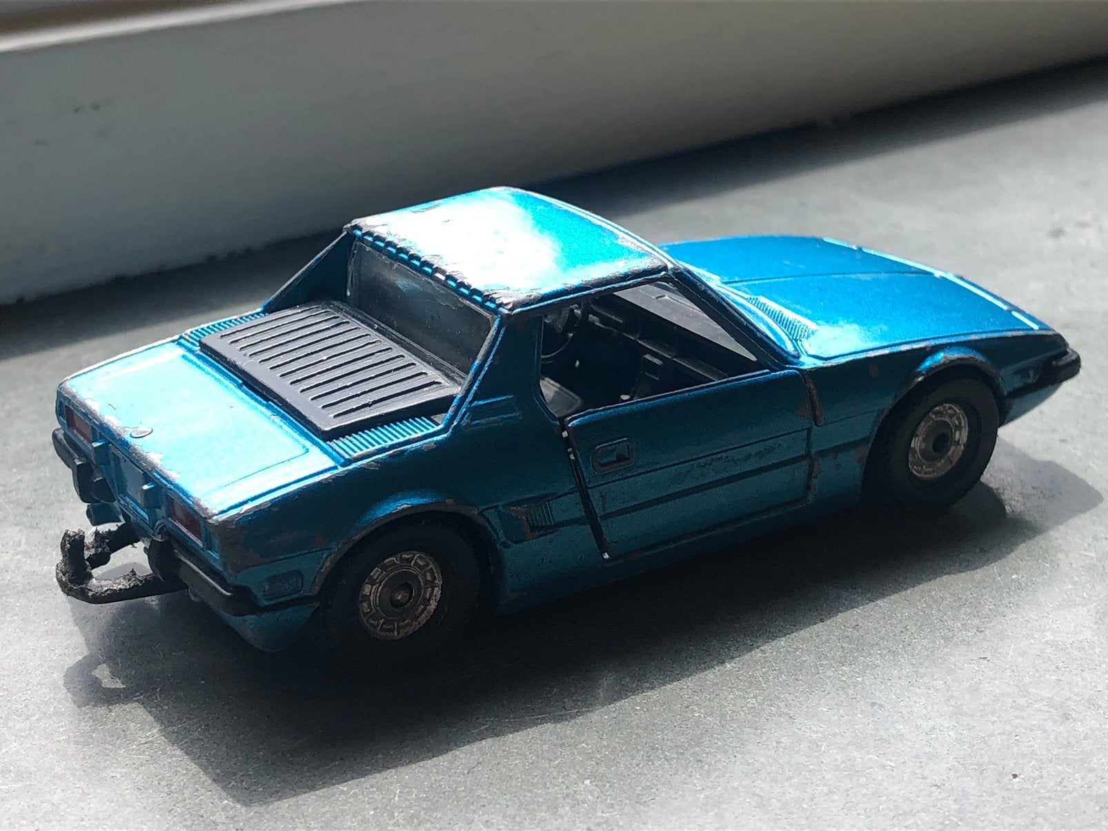 Vrij grote blauwe Corgi FIAT X1/9 - Schaal 1:36, Ophalen of Verzenden, Gebruikt, Auto