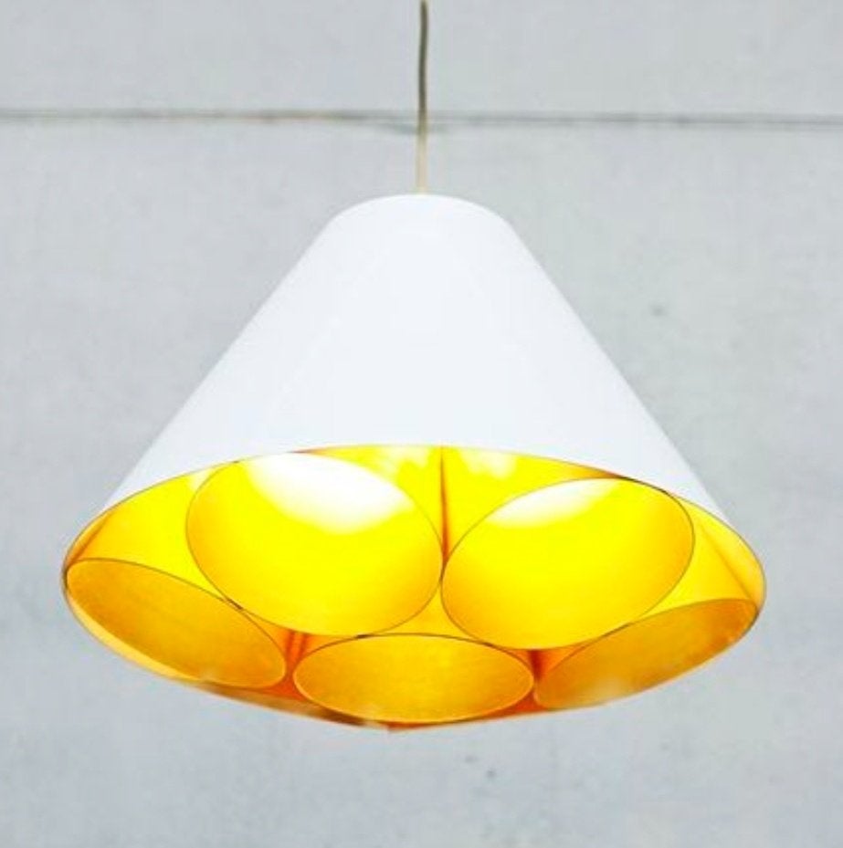 Mooie moderne hanglamp Dark at Night metaal wit / goud, Ophalen of Verzenden, Zo goed als nieuw, Metaal