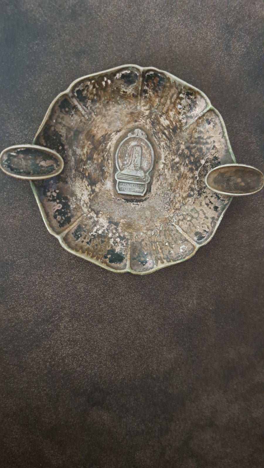 Vintage Sola asbak met reliëf, zilverkleurig, Ophalen of Verzenden
