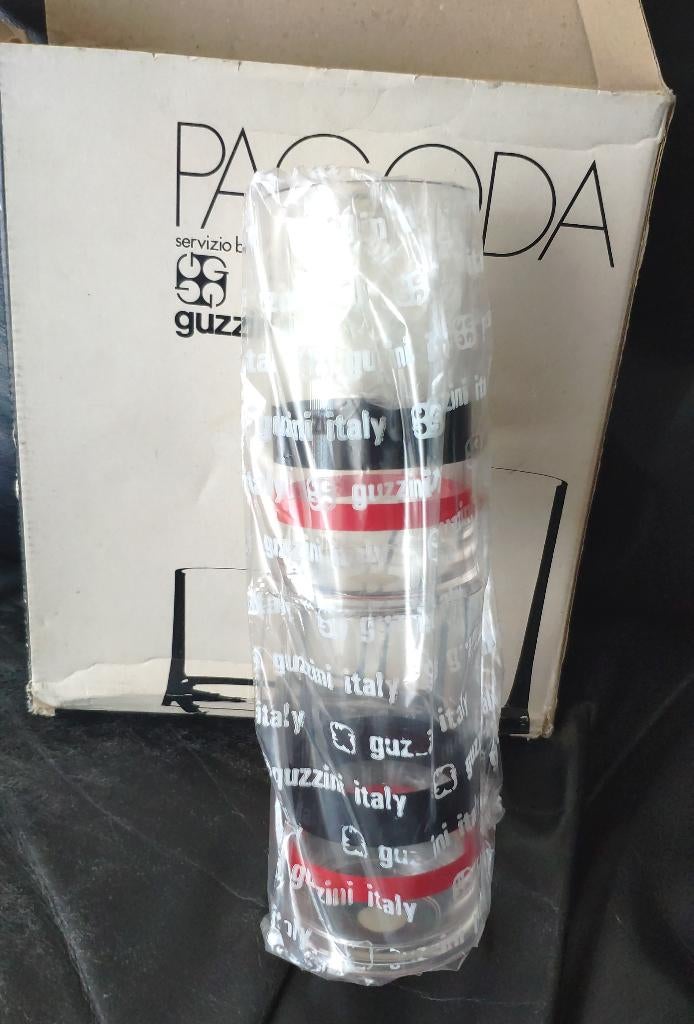 Guzzini Pagoda 6x glazen nieuw jaren 70 design Paolo Tilche, Ophalen, Nieuw