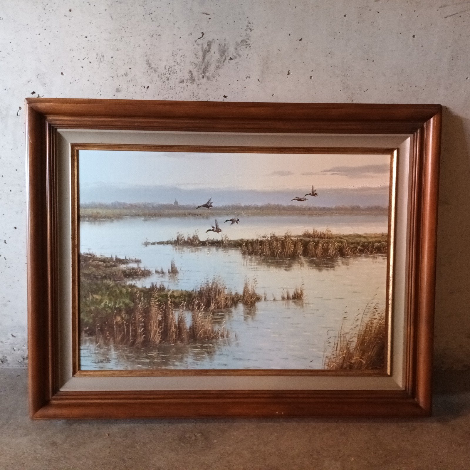 Gien van de Velde, olieverf doek, vliegende eenden Holland, Ophalen of Verzenden