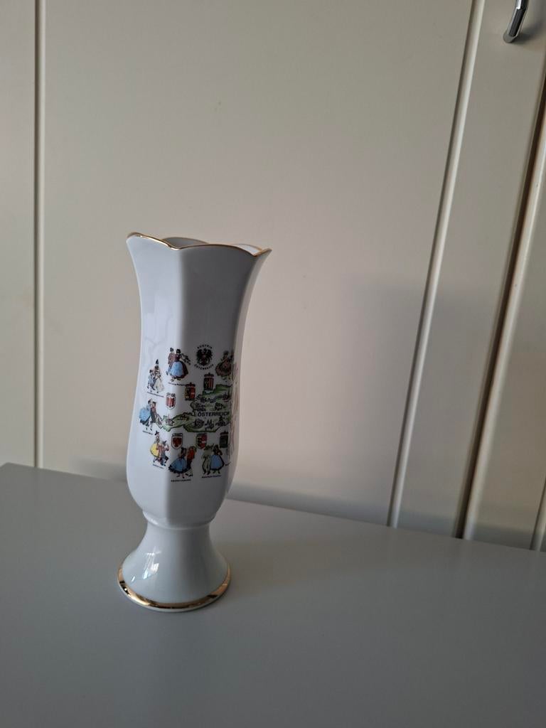 Vintage Oostenrijkse Souvenir Vaas - Porselein, Ophalen of Verzenden