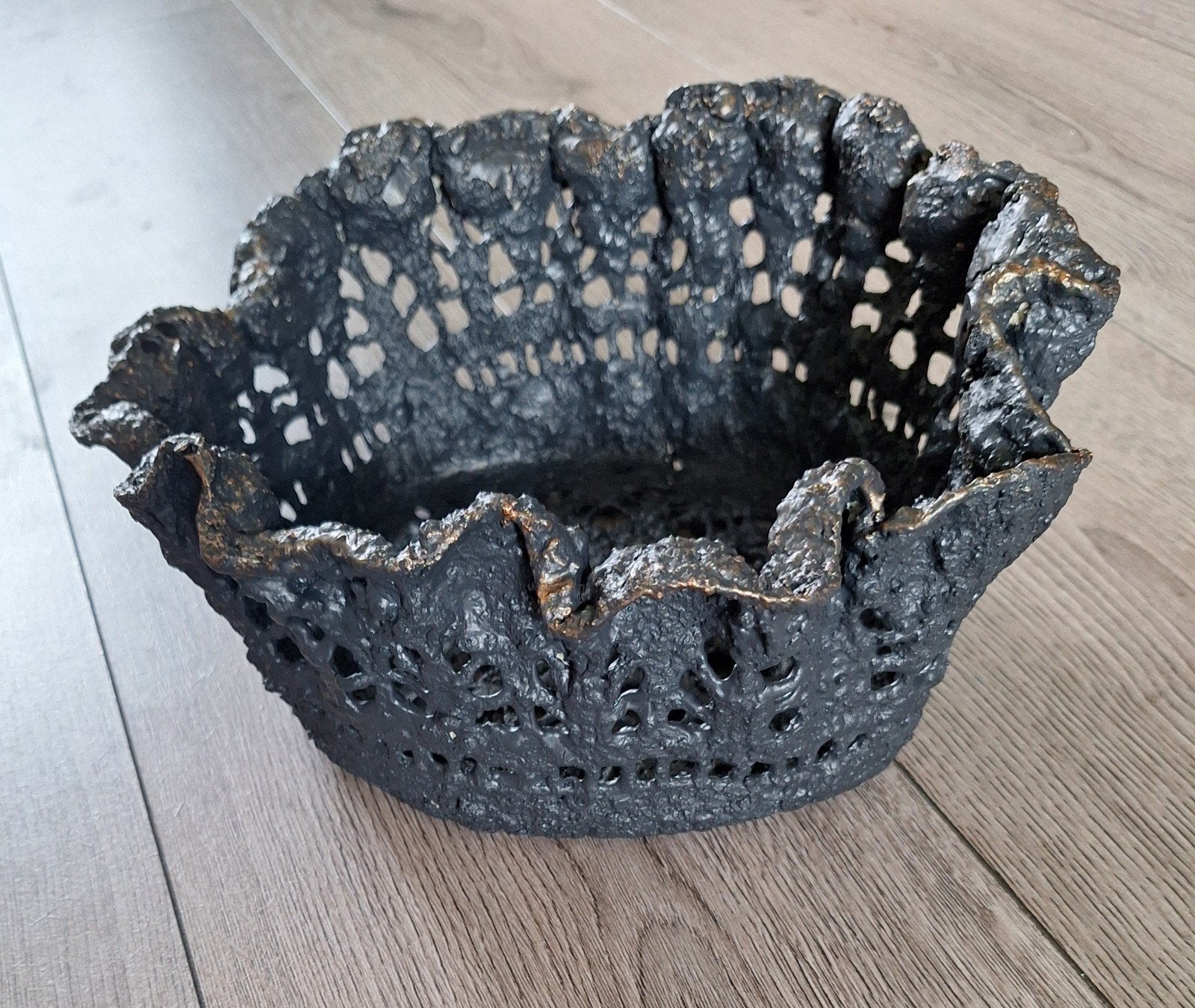 Stoere cementen decoratieschaal / bloempot, Ophalen of Verzenden, Nieuw, Rond, Overige typen