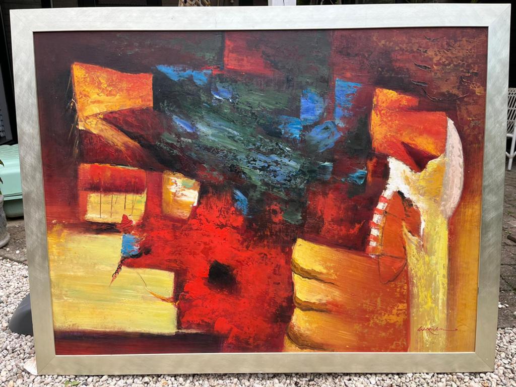 Abstract Olieverfschilderij op Doek - Wilkinson - 100x130cm, Antiek en Kunst, Ophalen