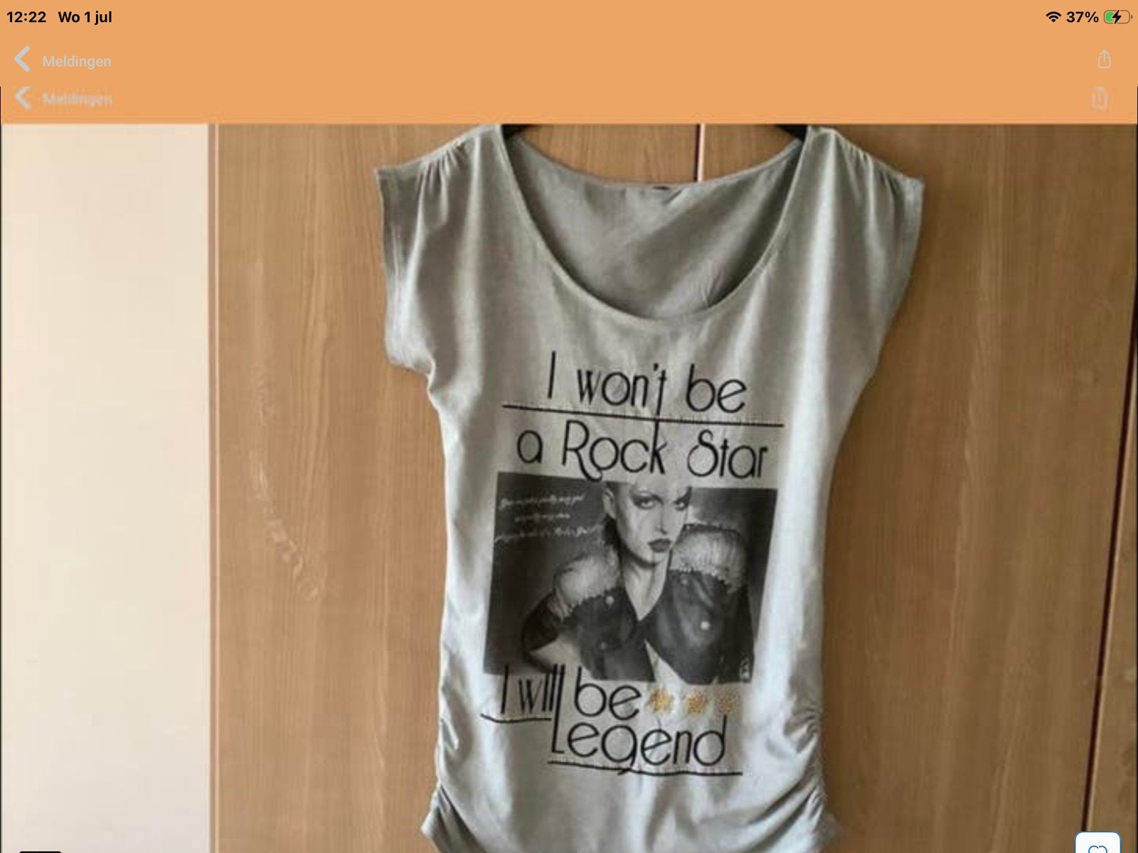 T-shirt    mt, M I won't be a Rock Star, I will be Legend', Maat 38/40 (M), Verzenden, Beige, Zo goed als nieuw