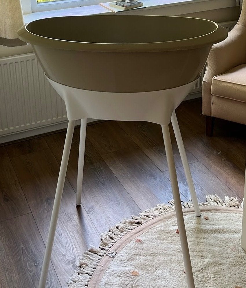 Luma babybadje met accessoires beige taupe, Kinderen en Baby's, Badjes en Verzorging, Ophalen, Zo goed als nieuw, Badje