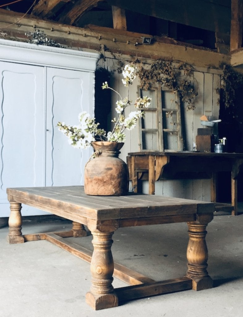 Prachtige landelijke SALONTAFEL ~kloostertafel~ Huisje Sfeer, Zo goed als nieuw, Overige typen, Rechthoek, Bruin