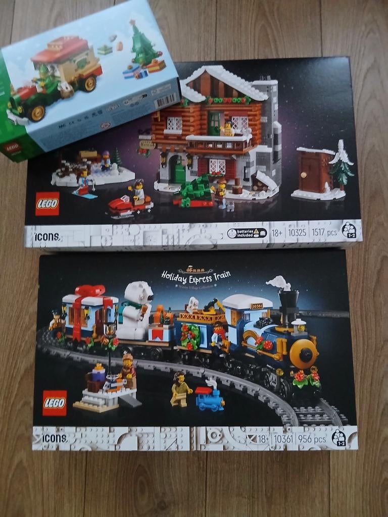 Lego 10325 Skihut, 10361 Kersttrein & 40746 Bezorgtruck, Ophalen, Nieuw, Complete set, Lego