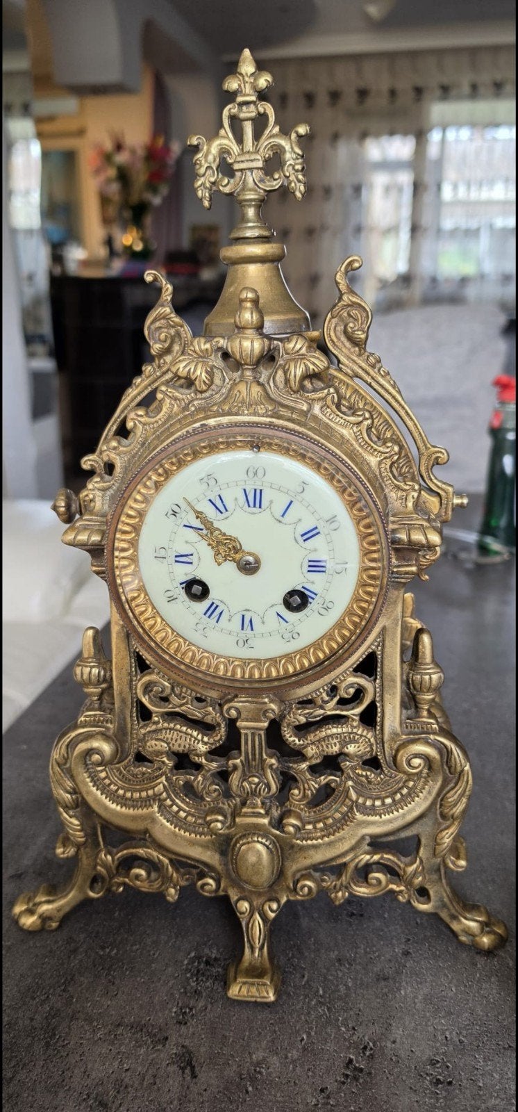 Antieke Franse bronzen tafelklok - Napoleon III, Antiek en Kunst, Antiek | Klokken, Ophalen of Verzenden