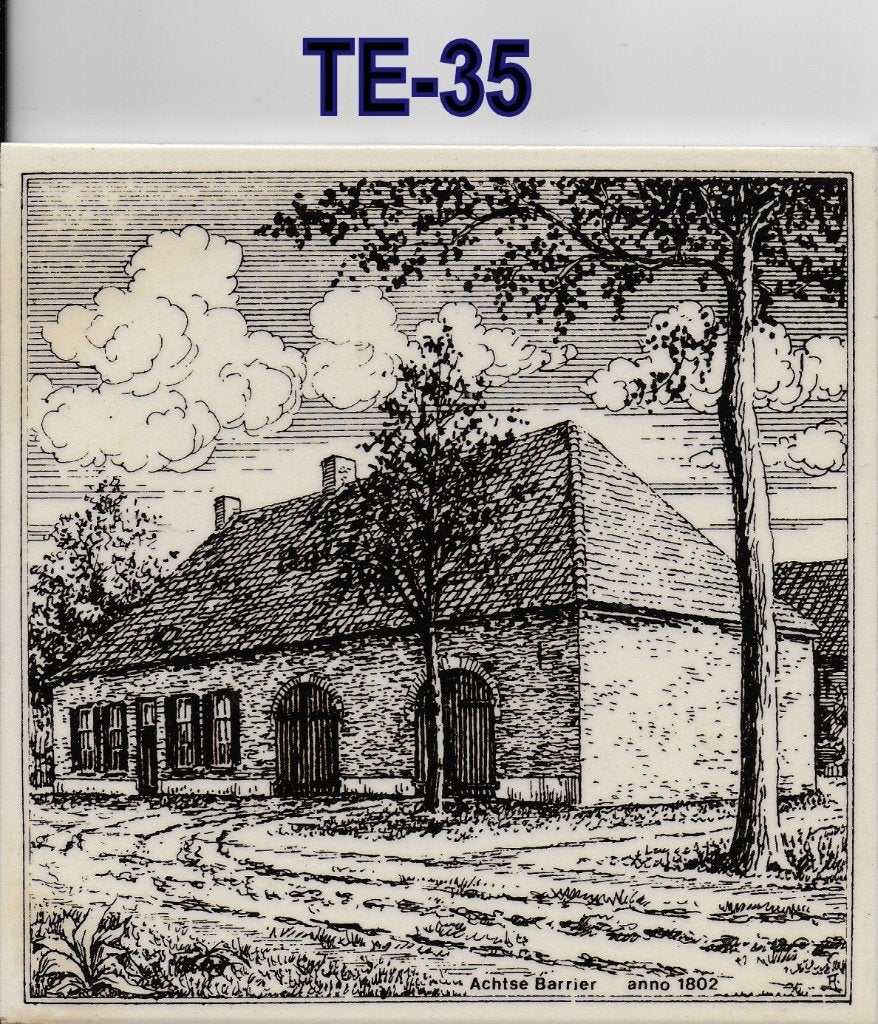 Te35 Tegeltje Achtse Barrier Woensel, Huis en Inrichting, Tegeltje, Ophalen of Verzenden, Zo goed als nieuw