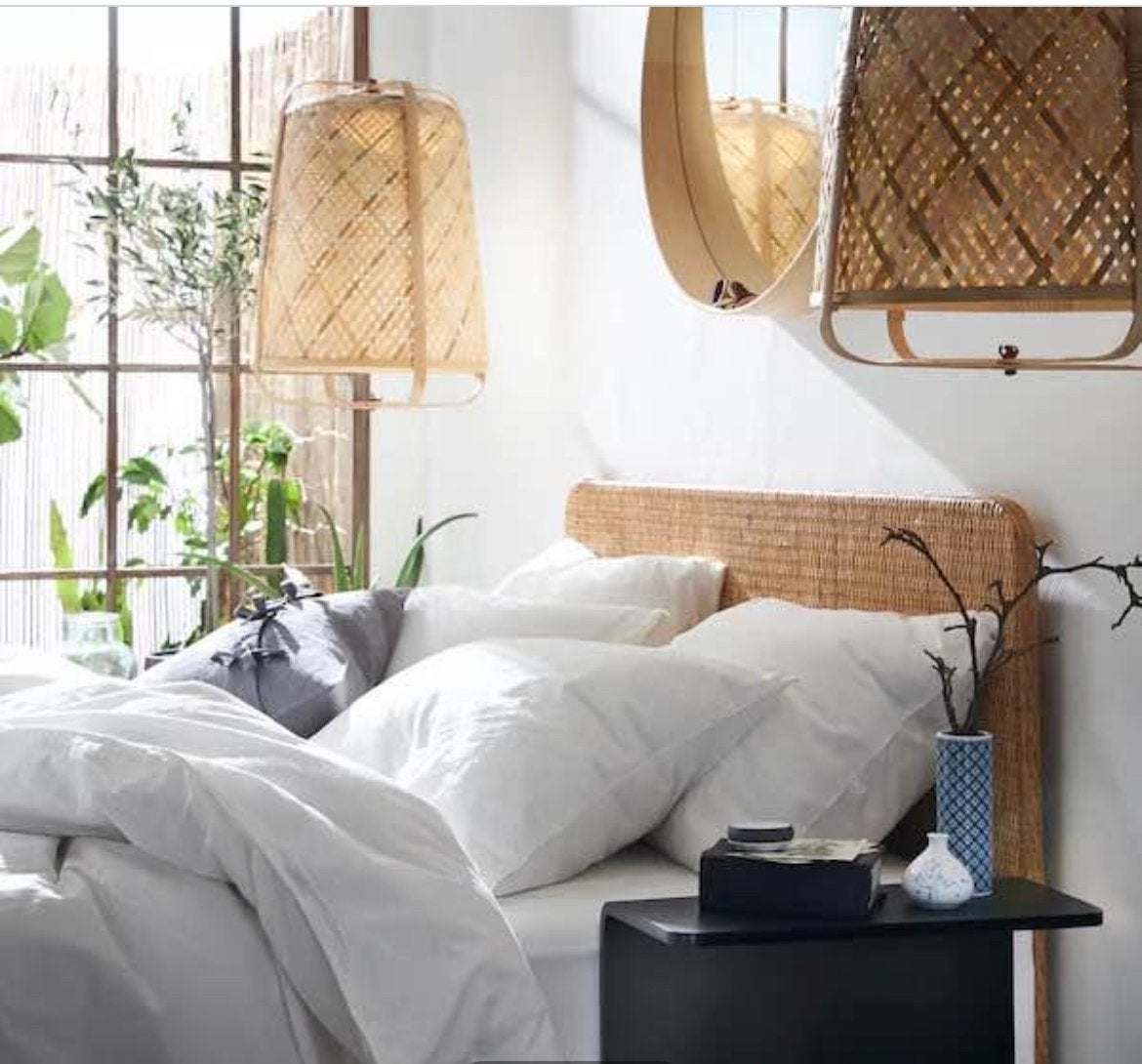 IKEA Delaktig rotan hoofdbord 70x152 cm - z.g.a.n., Huis en Inrichting, Slaapkamer | Bedden, Ophalen, Overige materialen, Bruin