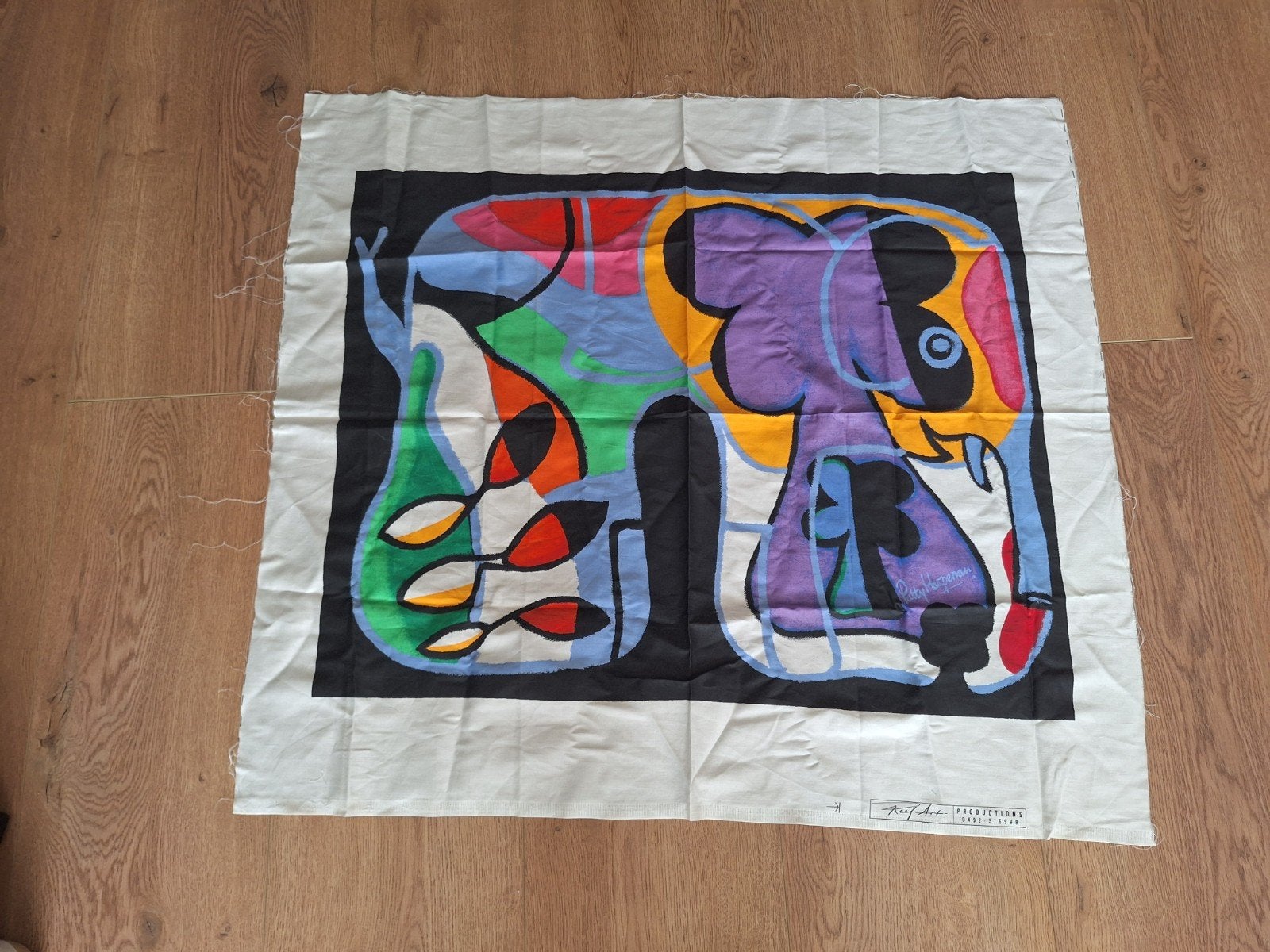 Uniek kunstwerk op stof - Patty Harpenau design, Antiek en Kunst, Ophalen of Verzenden