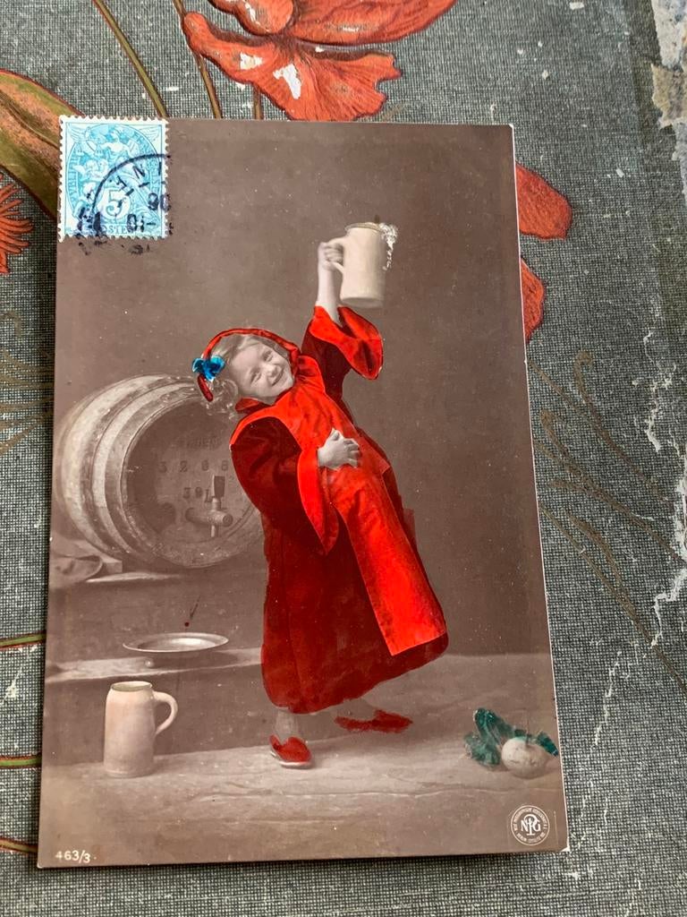 1906 Meisje, monnik met bier (RR), Ophalen of Verzenden, Voor 1920, Gelopen, Kinderen