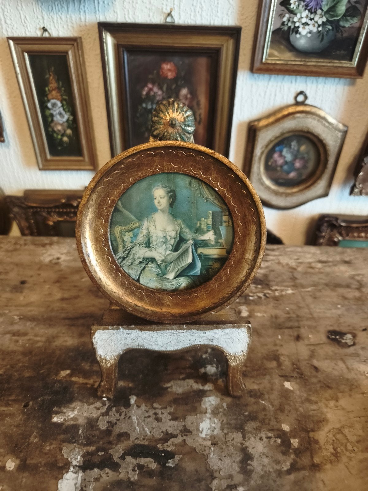 Oud florentijns Italiaans  lijstje met prent P16, Ophalen of Verzenden