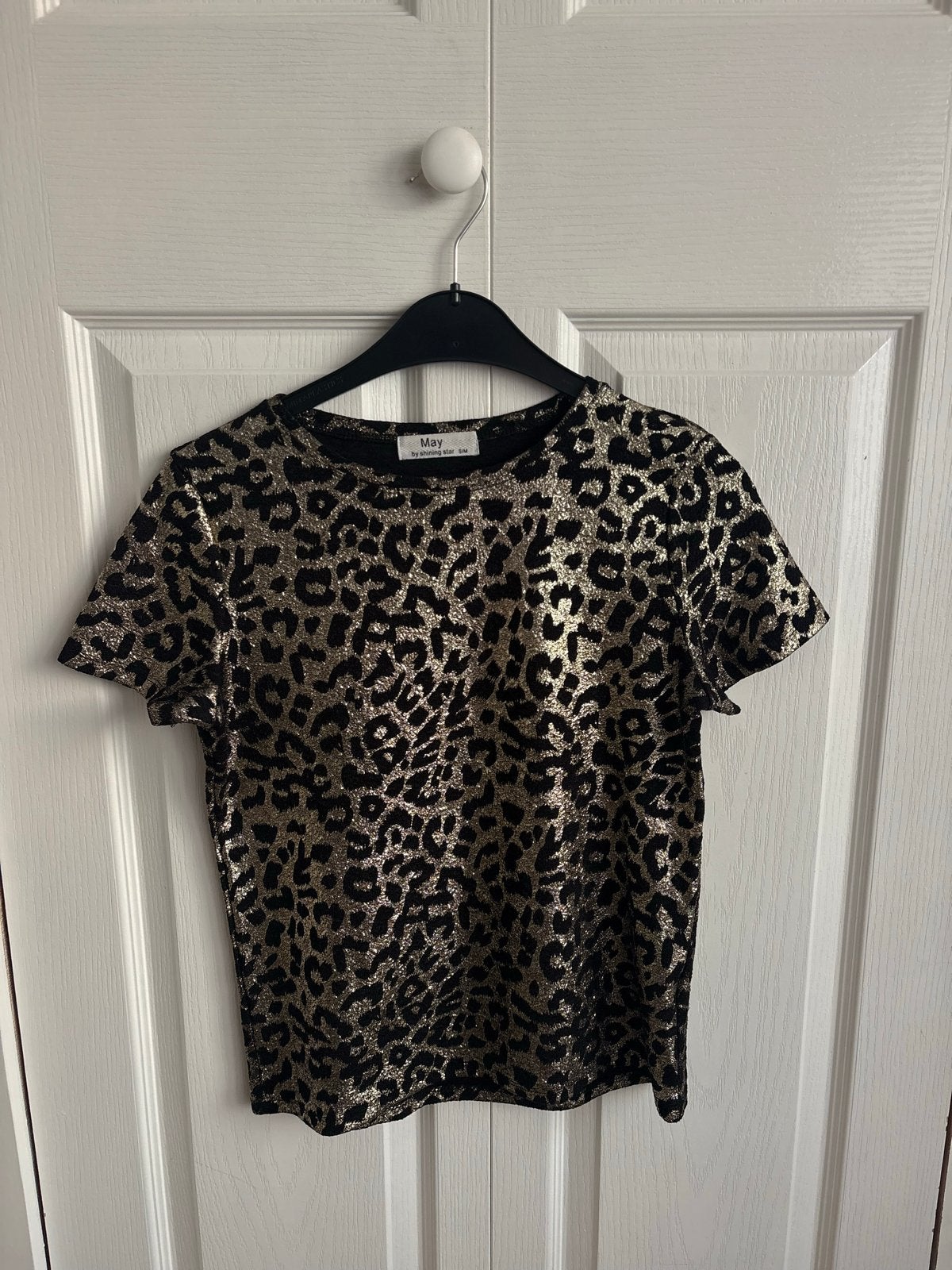 May by Shining Star Luipaardprint T-shirt, Maat 38/40 (M), Verzenden, Zo goed als nieuw, Korte mouw