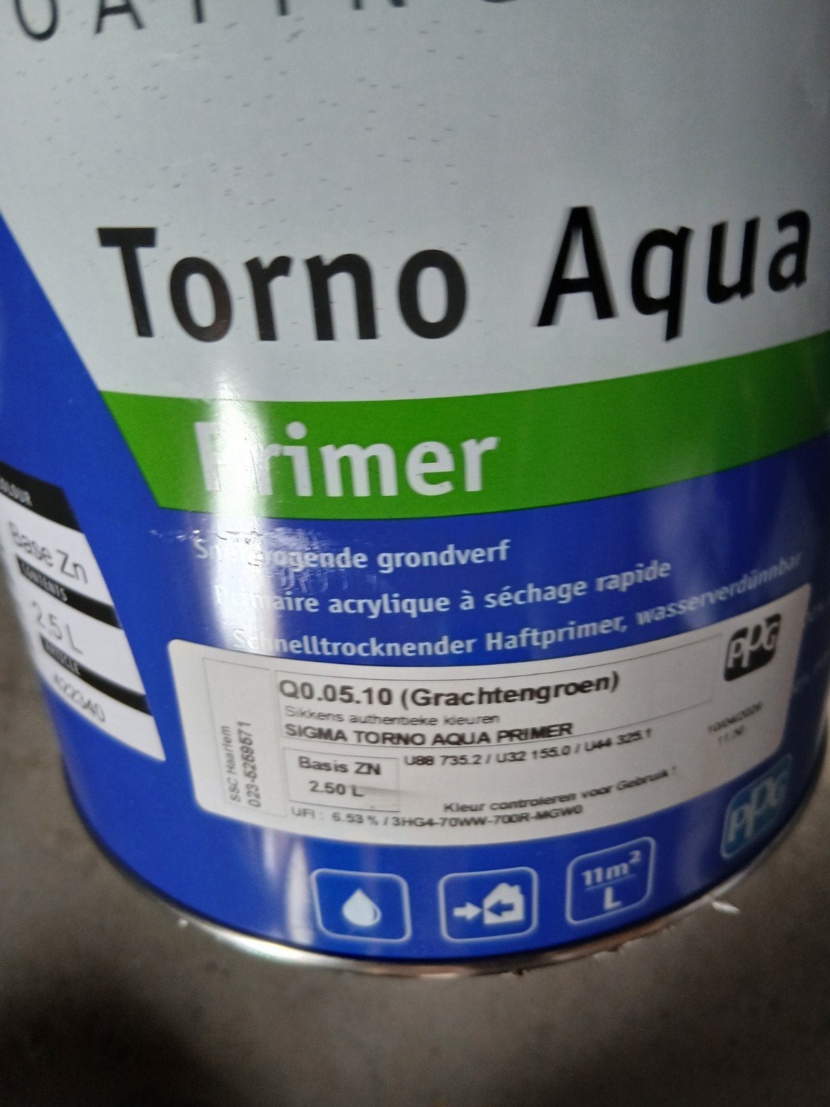 Sigma Torno Aqua Primer 2,5L Grachtengroen, Nieuw, Ophalen of Verzenden, Verf, Minder dan 5 liter