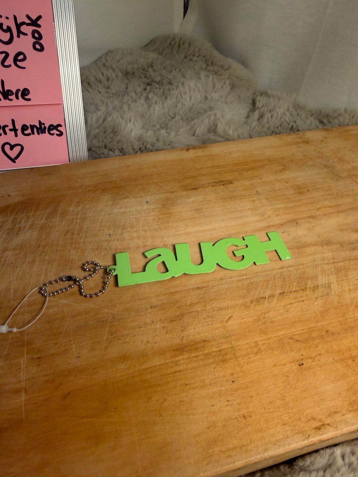 Sleutelhanger "LAUGH" - Groen, Ophalen of Verzenden, Gebruikt, Overige typen