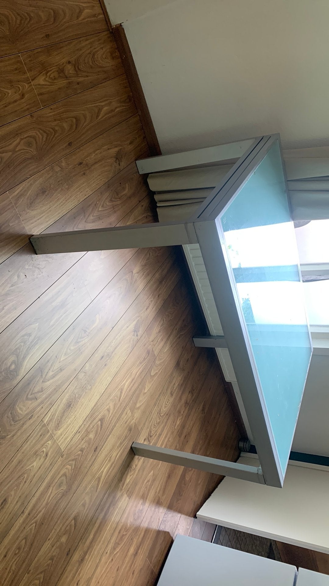 Glazen uitschiifbare tafel, Ophalen of Verzenden, Zo goed als nieuw, Rechthoekig, 50 tot 100 cm