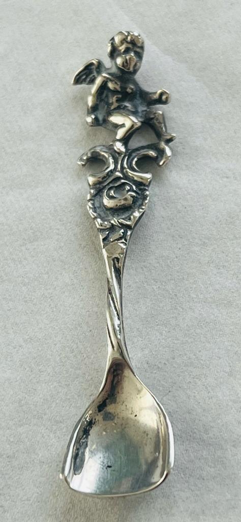 Antiek zilveren  art nouveau zoutlepeltje 835 engeltje 5,7cm, Verzenden
