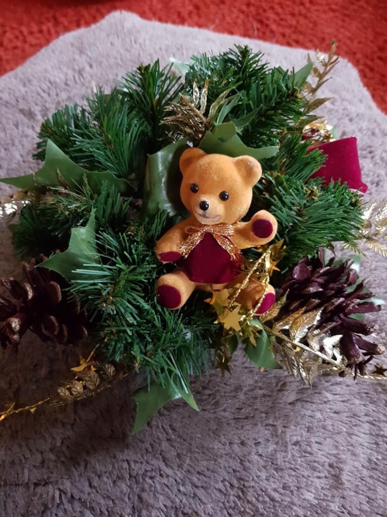 Kaarsenring met Beertje voor kaars, Kerst/Kerstmis., Ophalen of Verzenden, Nieuw
