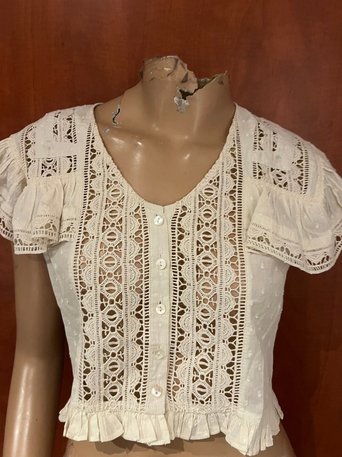 PITI CUITI blouse met kant maat s origineel zgan, G, Wit, G, Ophalen of Verzenden