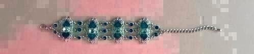 Armband zilverkleurig met blauwe steentjes 21 cm, Ophalen of Verzenden, Zilver, Staal