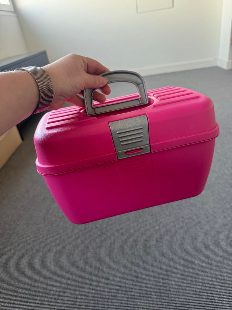 Roze knutselkoffer / opbergdoos, Ophalen of Verzenden, Gebruikt