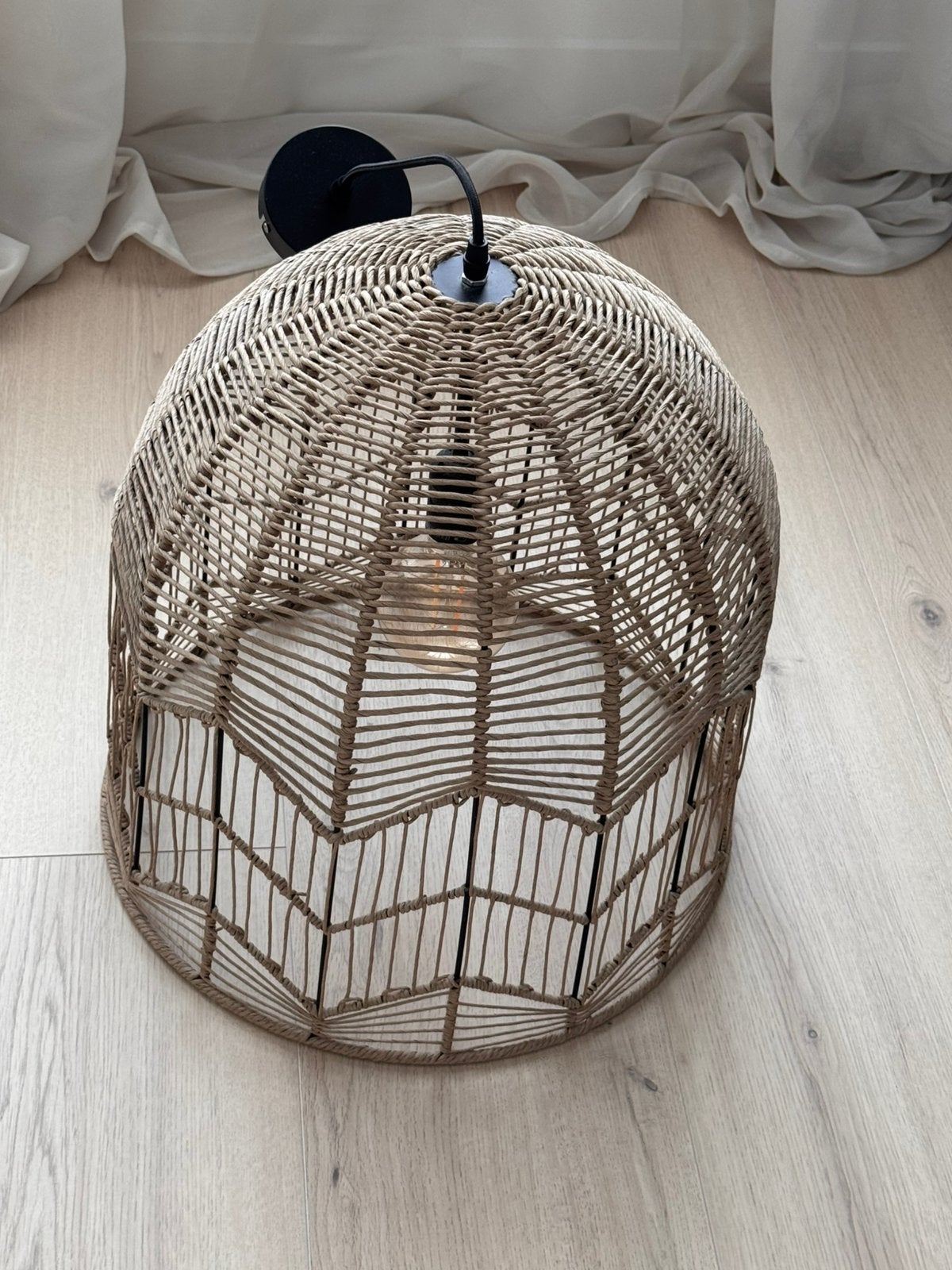 hanglamp (kwantum) jute, rotan, bohemian, Ophalen, Zo goed als nieuw, Minder dan 50 cm