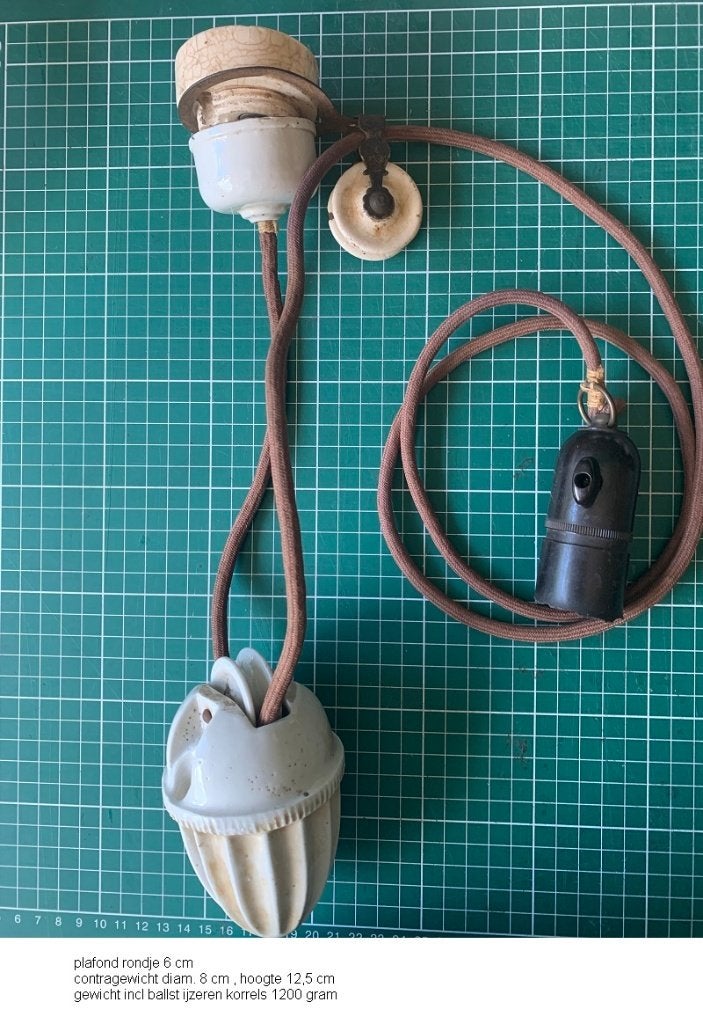 vintage hanglamp ophangsysteem, keramiek/porselein, Ophalen of Verzenden, Gebruikt, Overige materialen