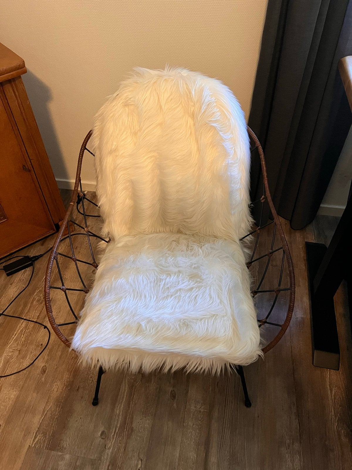 Kave home claren fauteuil, Ophalen, Wit, Riet of Rotan, Zo goed als nieuw