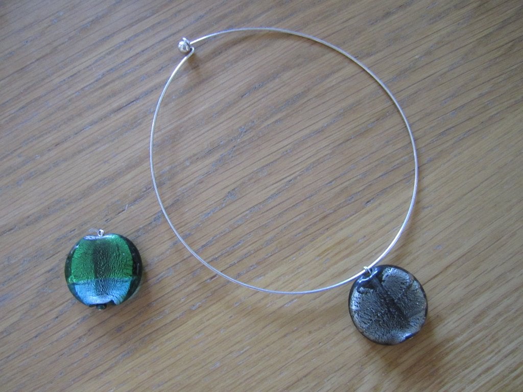ketting / choker met verwisselbare hangers, Sieraden, Tassen en Uiterlijk, Nieuw, Ophalen of Verzenden, Zilver, Overige materialen