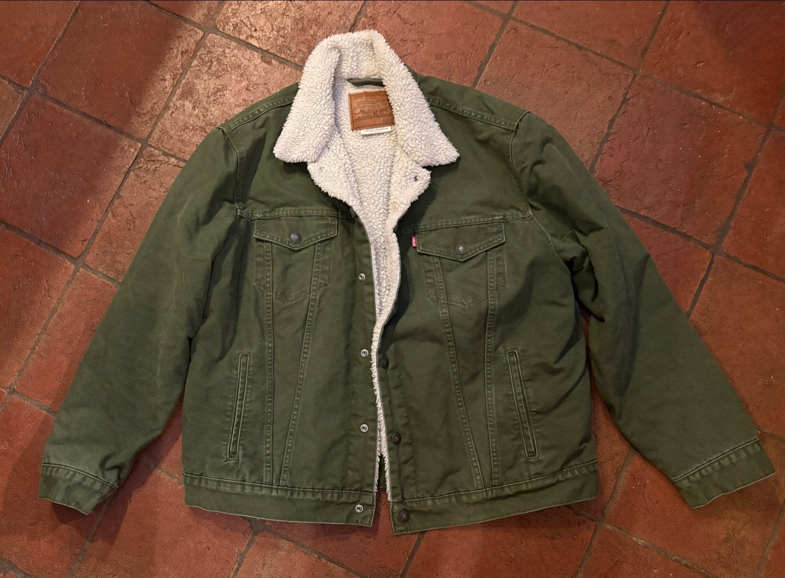 Heren Levi's Sherpa Winterjas - Maat XL, Ophalen of Verzenden, Gedragen, Maat 56/58 (XL), Groen
