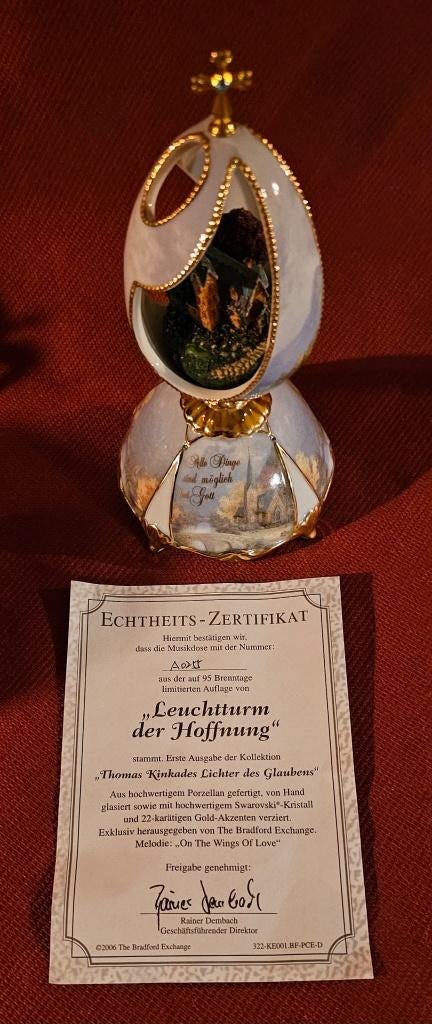 porseleinen muziekdoos met swarovski kristal, 22 krt goud, Antiek en Kunst, Curiosa en Brocante, Ophalen of Verzenden