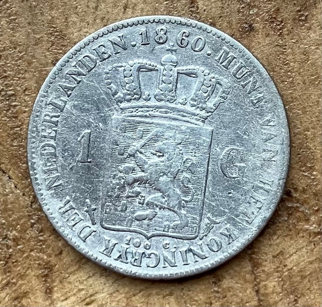 1 gulden 1860 Willem III, Ophalen, 1 gulden, Koning Willem III, Zilver