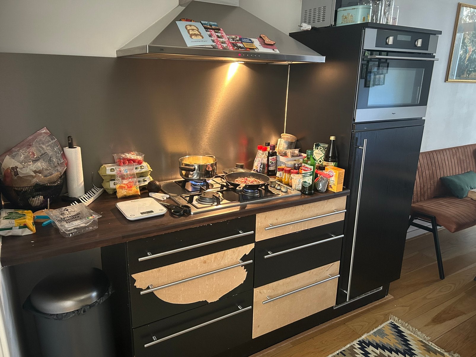 Second hand Kitchen for sale, Ophalen, Gebruikt, Zwart, Dubbelwandige keuken